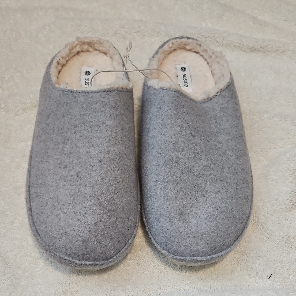 Susina Slipper Mules with Shearling Lining - Gray Sz M